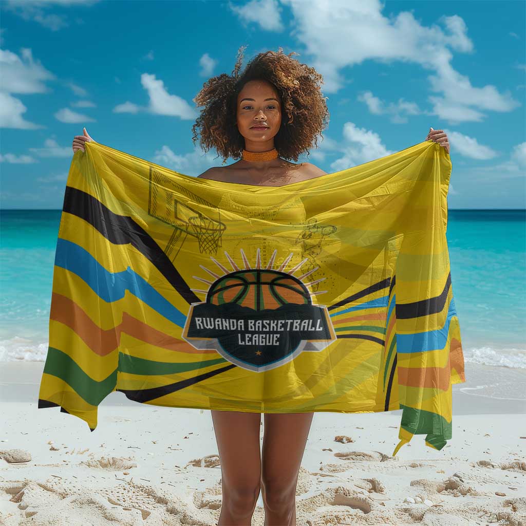 Rwanda Sarong with Basketball League Court Hoop Yellow Wave Spirit TS04