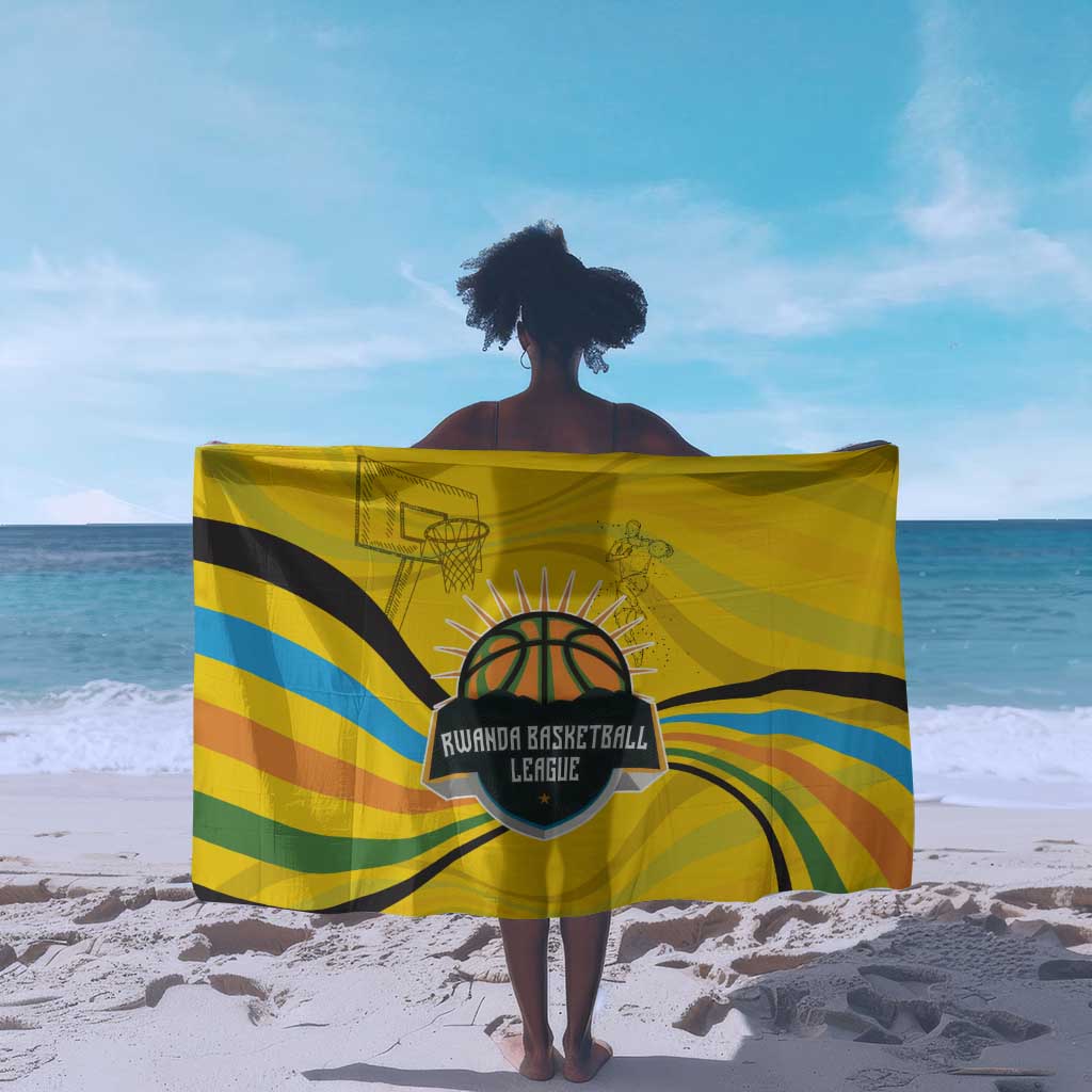 Rwanda Sarong with Basketball League Court Hoop Yellow Wave Spirit TS04