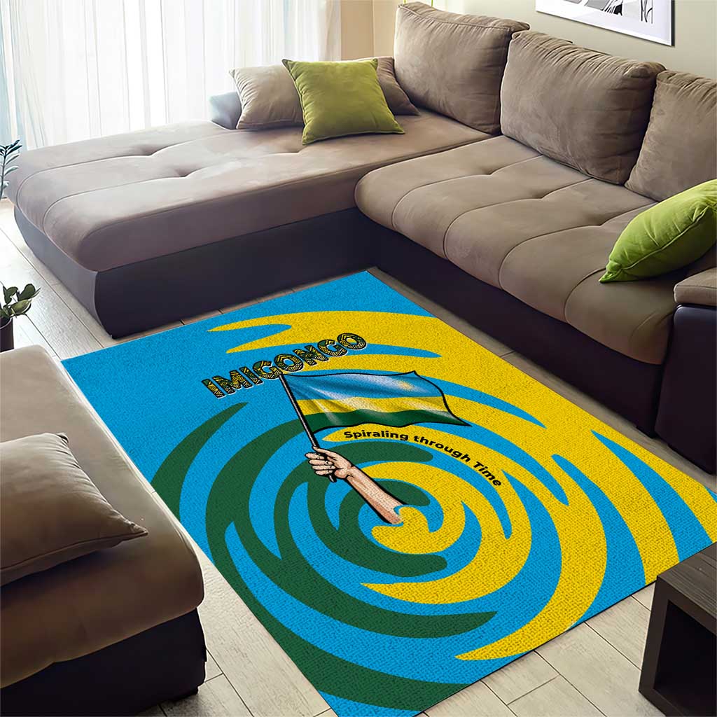 Rwanda Area Rug with Imigongo Spiraling Flag Hand Wave Time Spirit TS04