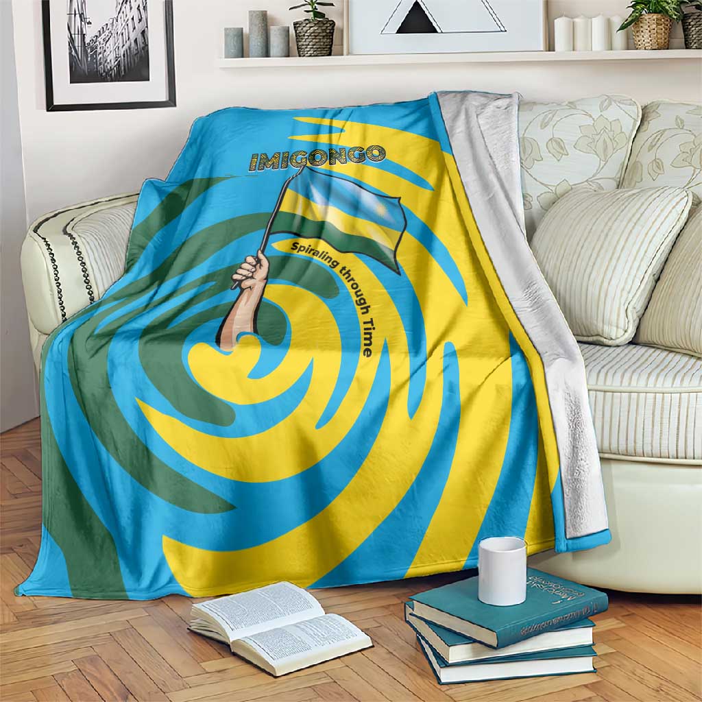 Rwanda Blanket with Imigongo Spiraling Flag Hand Wave Time Spirit TS04