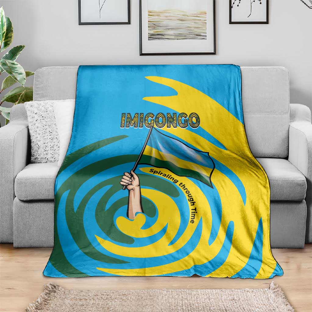 Rwanda Blanket with Imigongo Spiraling Flag Hand Wave Time Spirit TS04