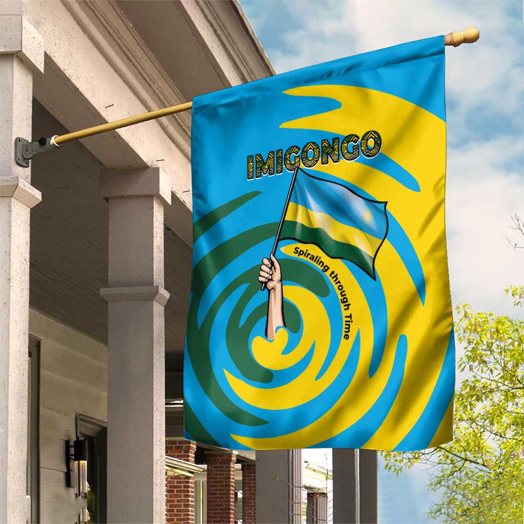 Rwanda Garden Flag with Imigongo Spiraling Flag Hand Wave Time Spirit TS04