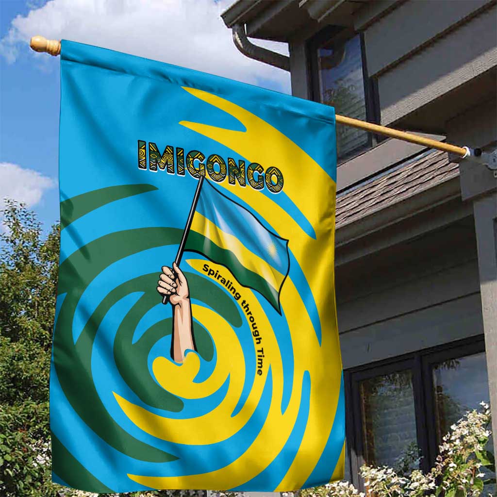 Rwanda Garden Flag with Imigongo Spiraling Flag Hand Wave Time Spirit TS04