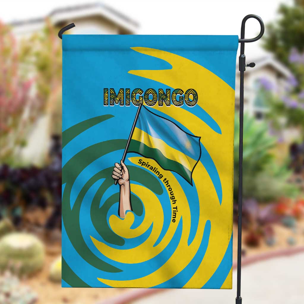 Rwanda Garden Flag with Imigongo Spiraling Flag Hand Wave Time Spirit TS04