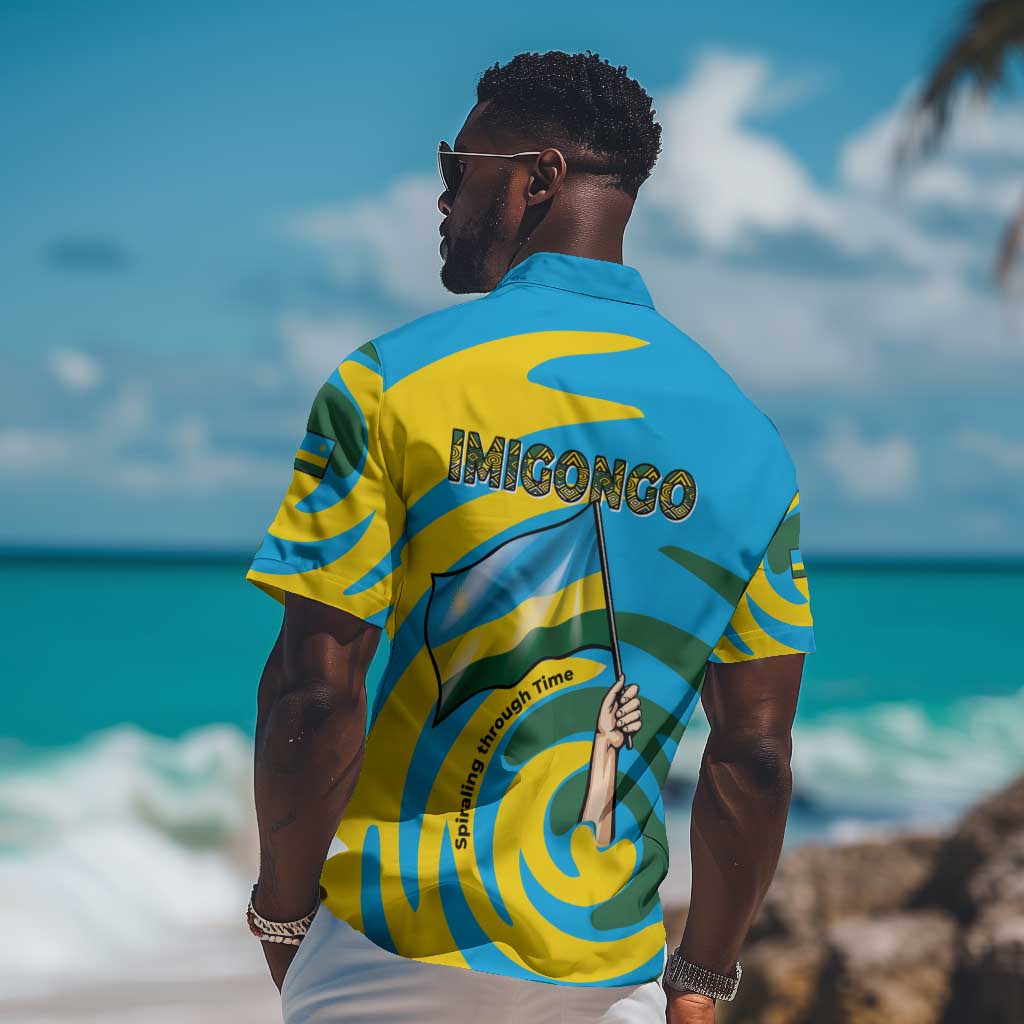 Rwanda Hawaiian Shirt with Imigongo Spiraling Flag Hand Wave Time Spirit TS04
