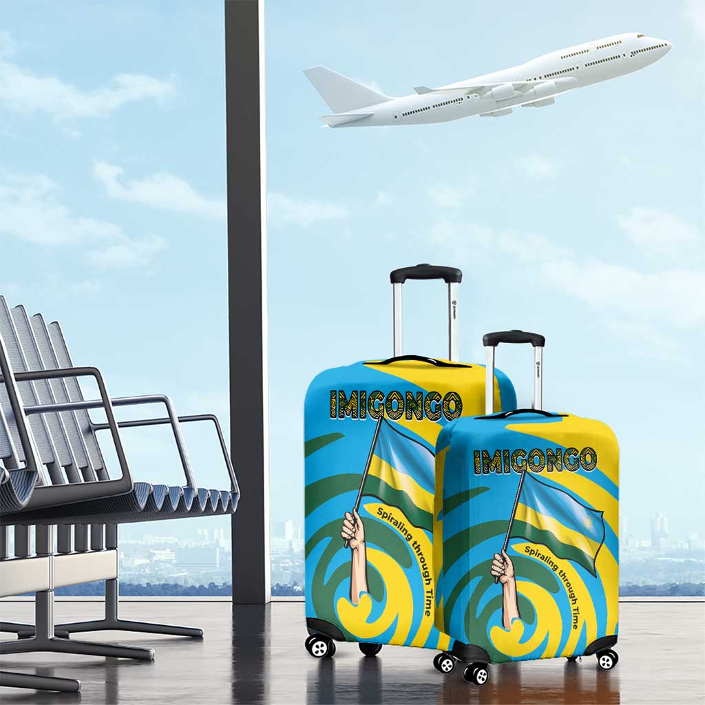 Rwanda Luggage Cover with Imigongo Spiraling Flag Hand Wave Time Spirit TS04