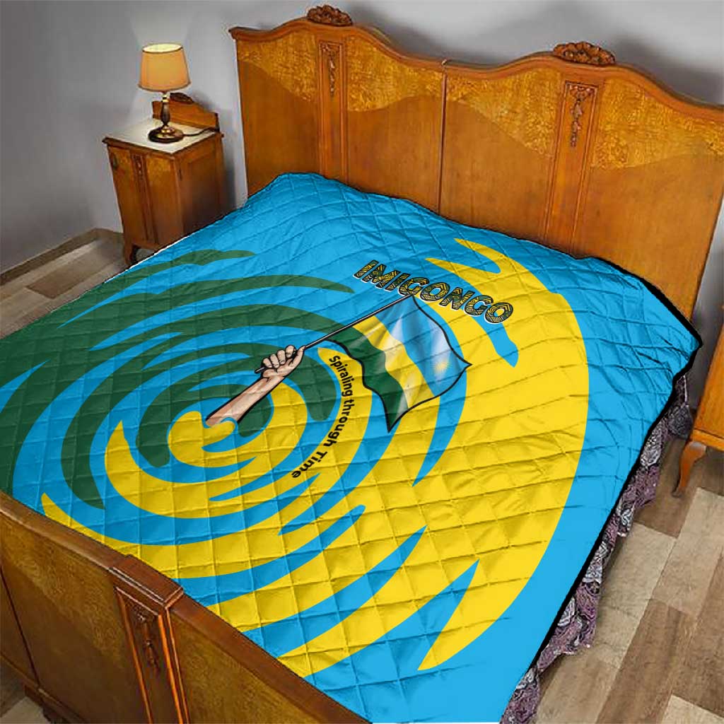 Rwanda Quilt with Imigongo Spiraling Flag Hand Wave Time Spirit TS04