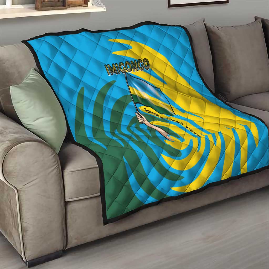 Rwanda Quilt with Imigongo Spiraling Flag Hand Wave Time Spirit TS04