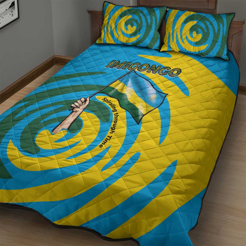 Rwanda Quilt Bed Set with Imigongo Spiraling Flag Hand Wave Time Spirit TS04
