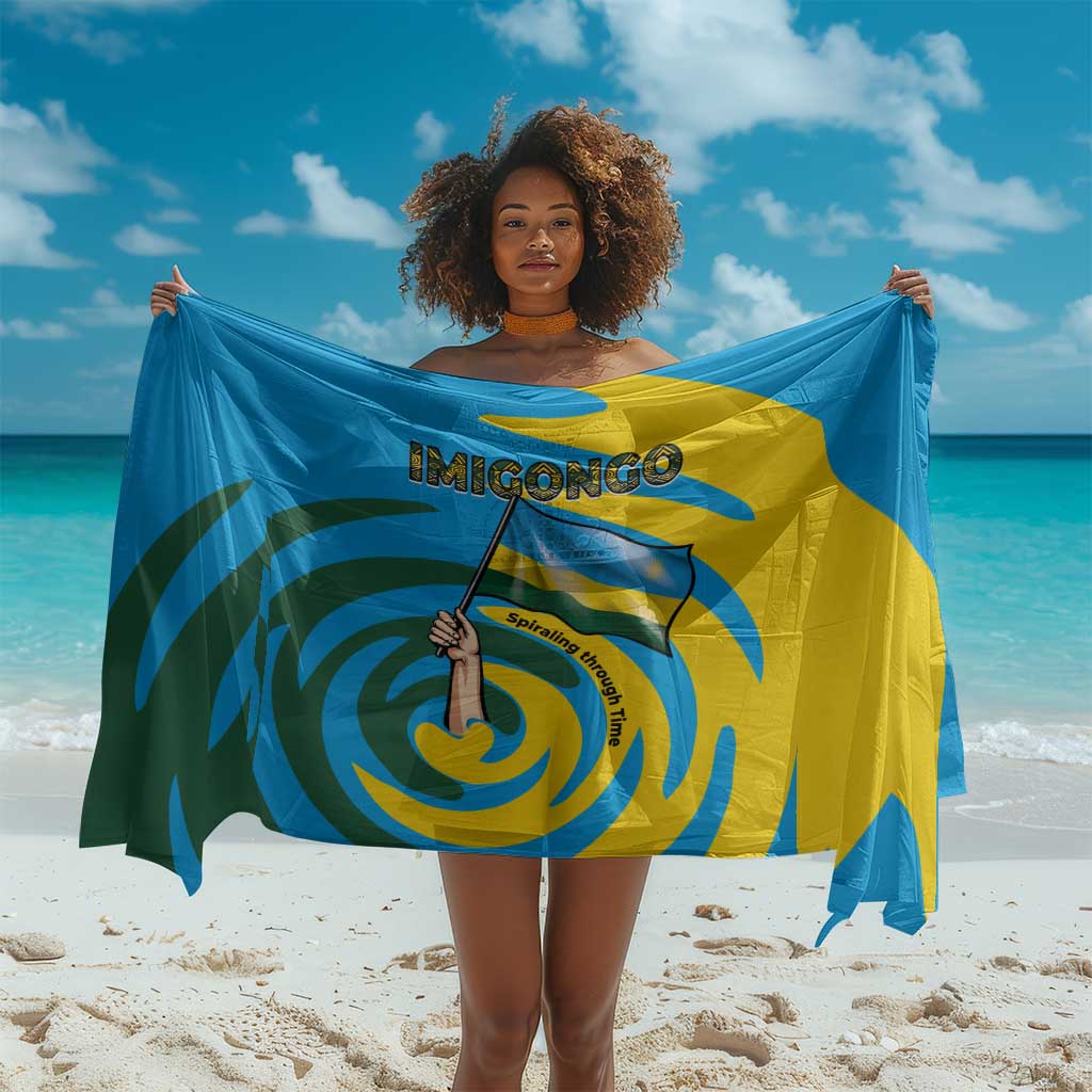 Rwanda Sarong with Imigongo Spiraling Flag Hand Wave Time Spirit TS04