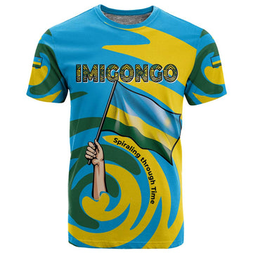 Rwanda T shirt with Imigongo Spiraling Flag Hand Wave Time Spirit TS04