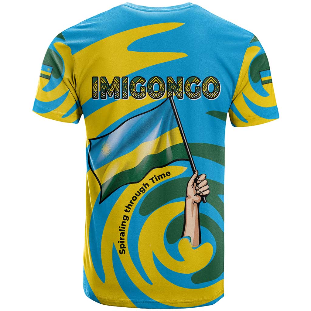 Rwanda T shirt with Imigongo Spiraling Flag Hand Wave Time Spirit TS04