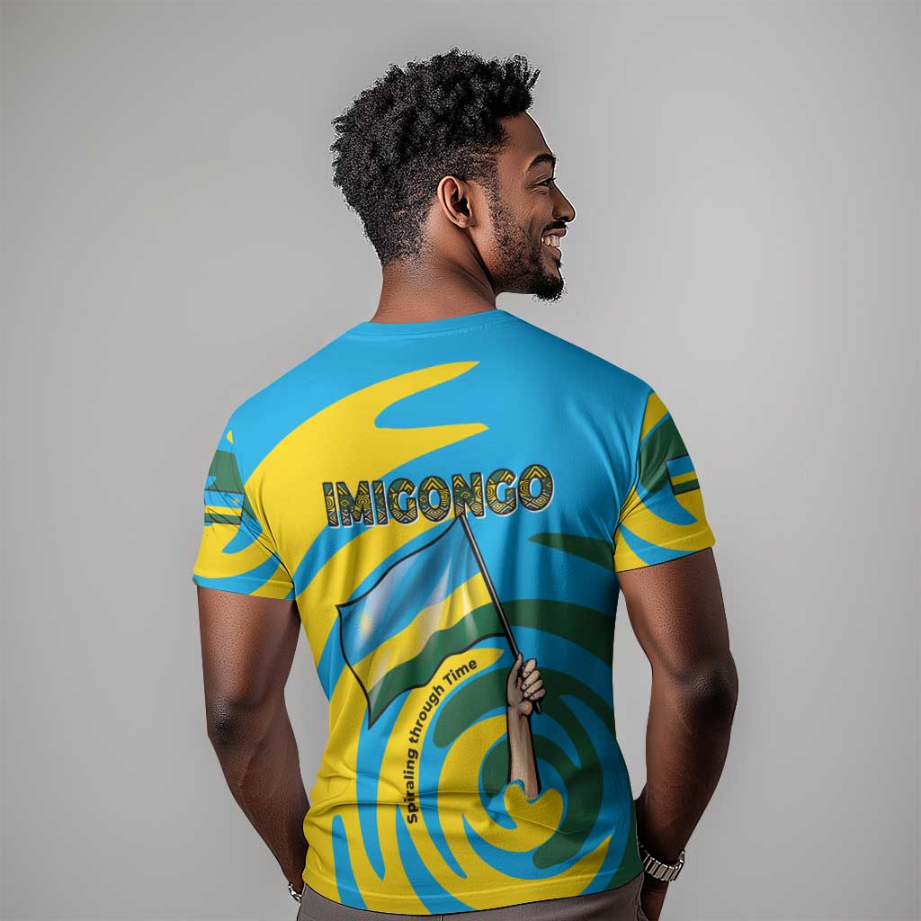 Rwanda T shirt with Imigongo Spiraling Flag Hand Wave Time Spirit TS04