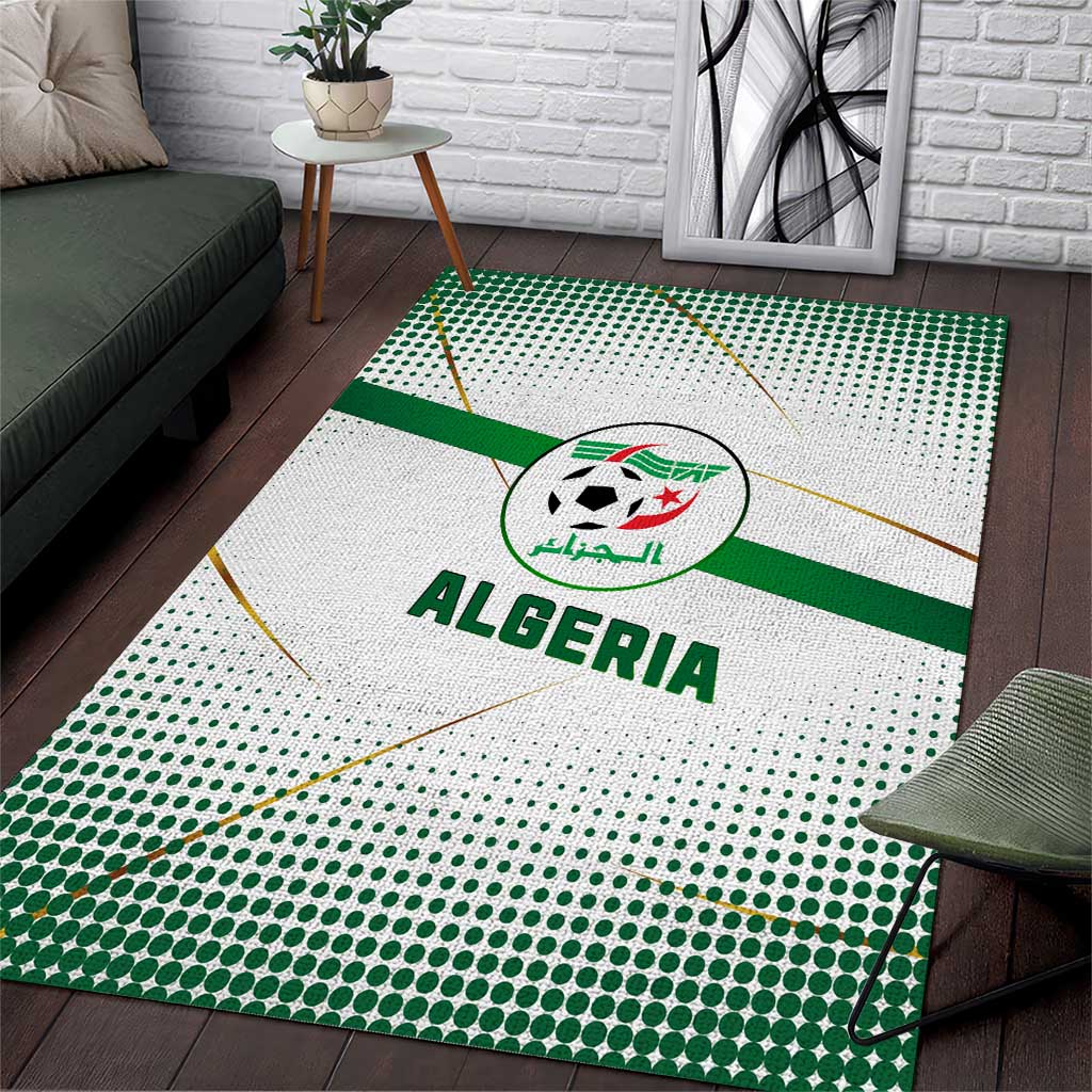 Algeria Soccer Area Rug with Desert Warriors Text and National Flag Design TS04