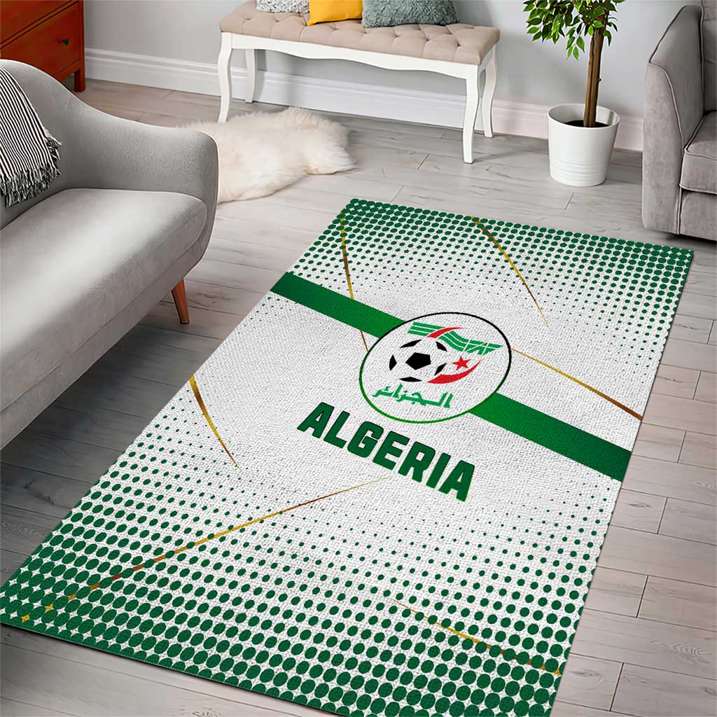 Algeria Soccer Area Rug with Desert Warriors Text and National Flag Design TS04