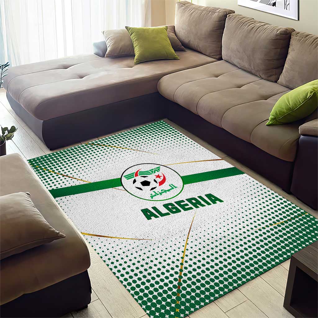 Algeria Soccer Area Rug with Desert Warriors Text and National Flag Design TS04