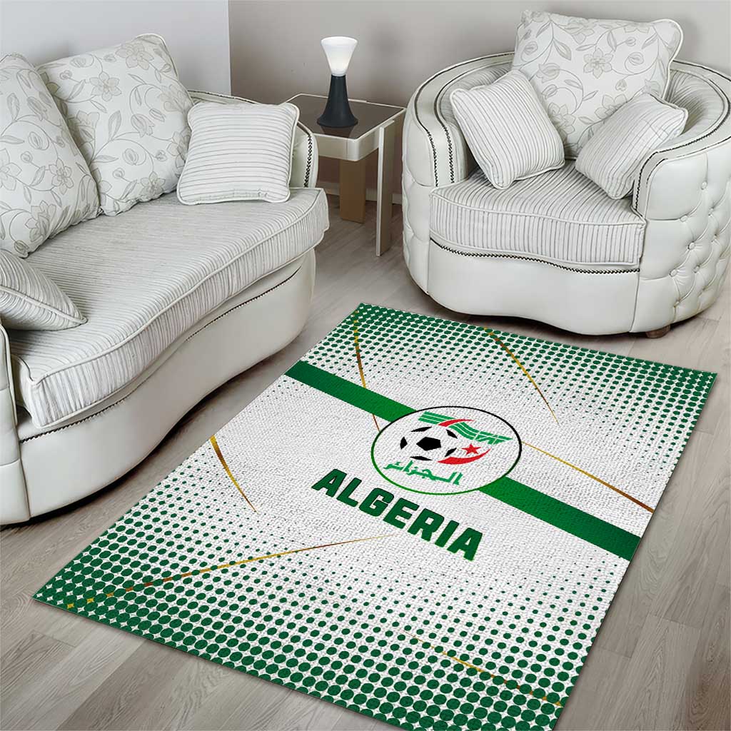 Algeria Soccer Area Rug with Desert Warriors Text and National Flag Design TS04