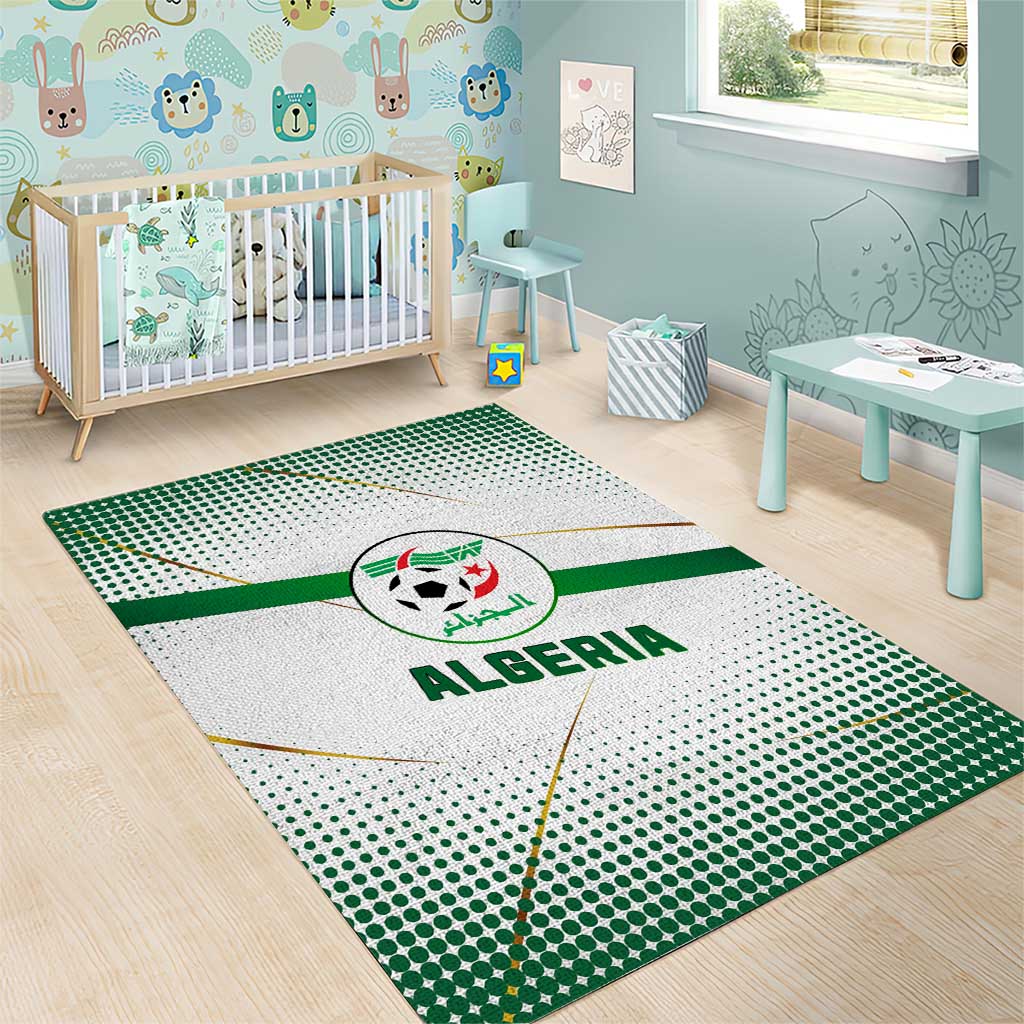 Algeria Soccer Area Rug with Desert Warriors Text and National Flag Design TS04