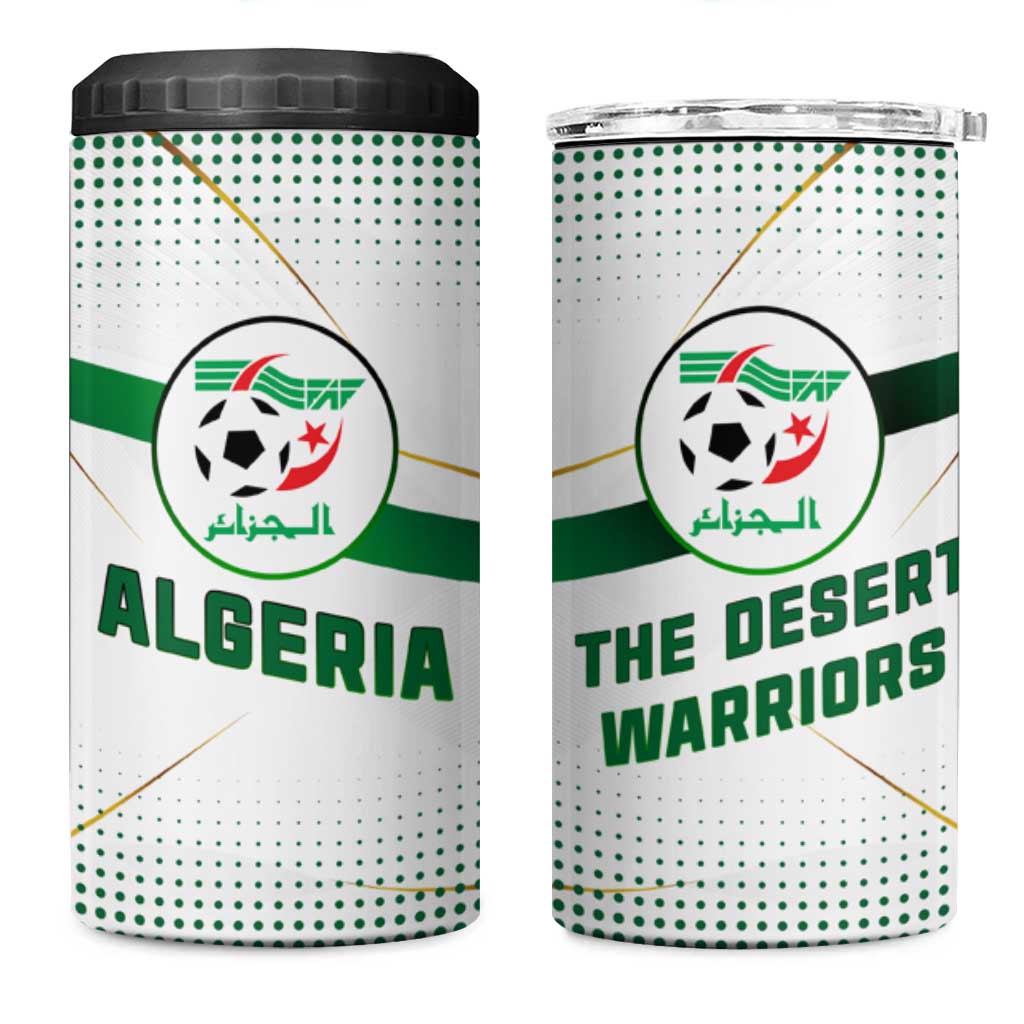 Algeria Soccer 4 in 1 Can Cooler Tumbler with Desert Warriors Text and National Flag Design TS04