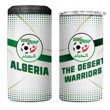 Algeria Soccer 4 in 1 Can Cooler Tumbler with Desert Warriors Text and National Flag Design TS04