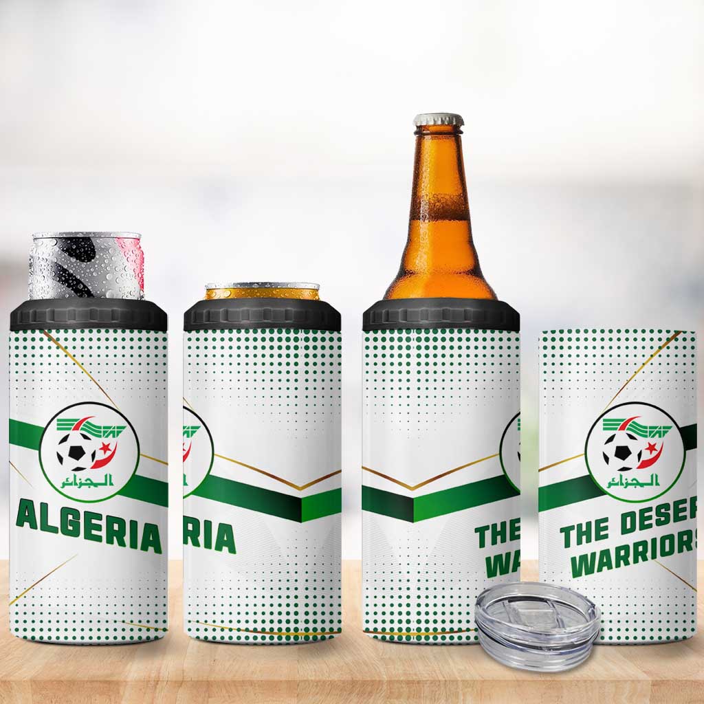 Algeria Soccer 4 in 1 Can Cooler Tumbler with Desert Warriors Text and National Flag Design TS04