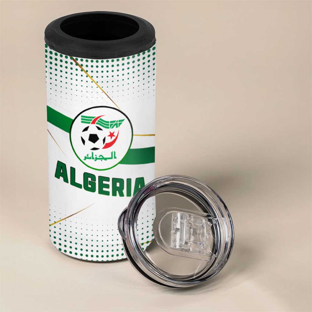 Algeria Soccer 4 in 1 Can Cooler Tumbler with Desert Warriors Text and National Flag Design TS04