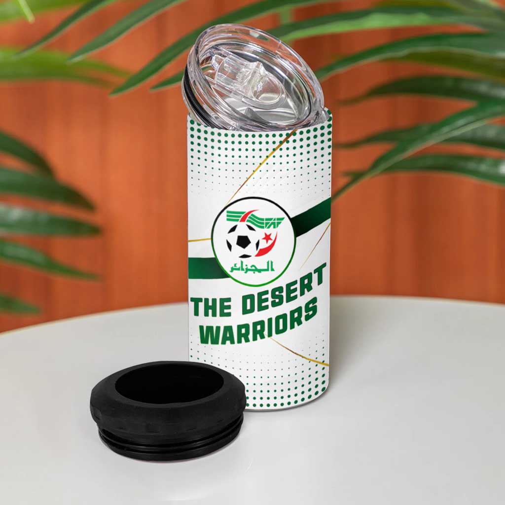 Algeria Soccer 4 in 1 Can Cooler Tumbler with Desert Warriors Text and National Flag Design TS04