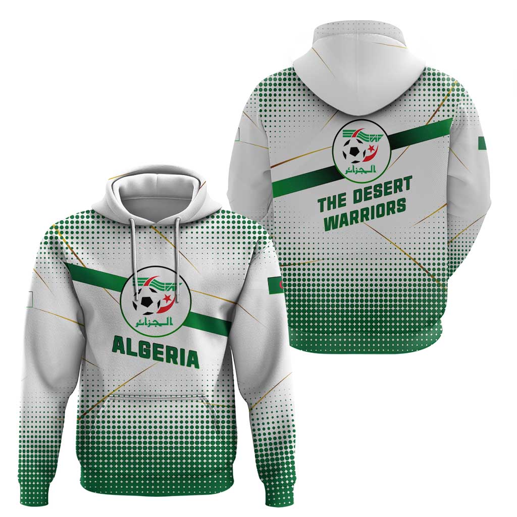 Algeria Soccer Hoodie with Desert Warriors Text and National Flag Design TS04