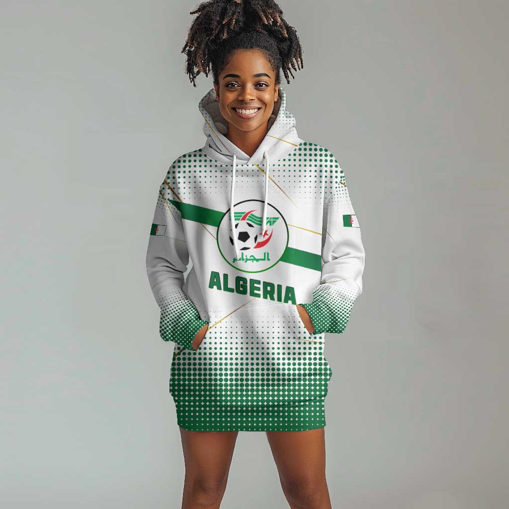 Algeria Soccer Hoodie Dress with Desert Warriors Text and National Flag Design TS04