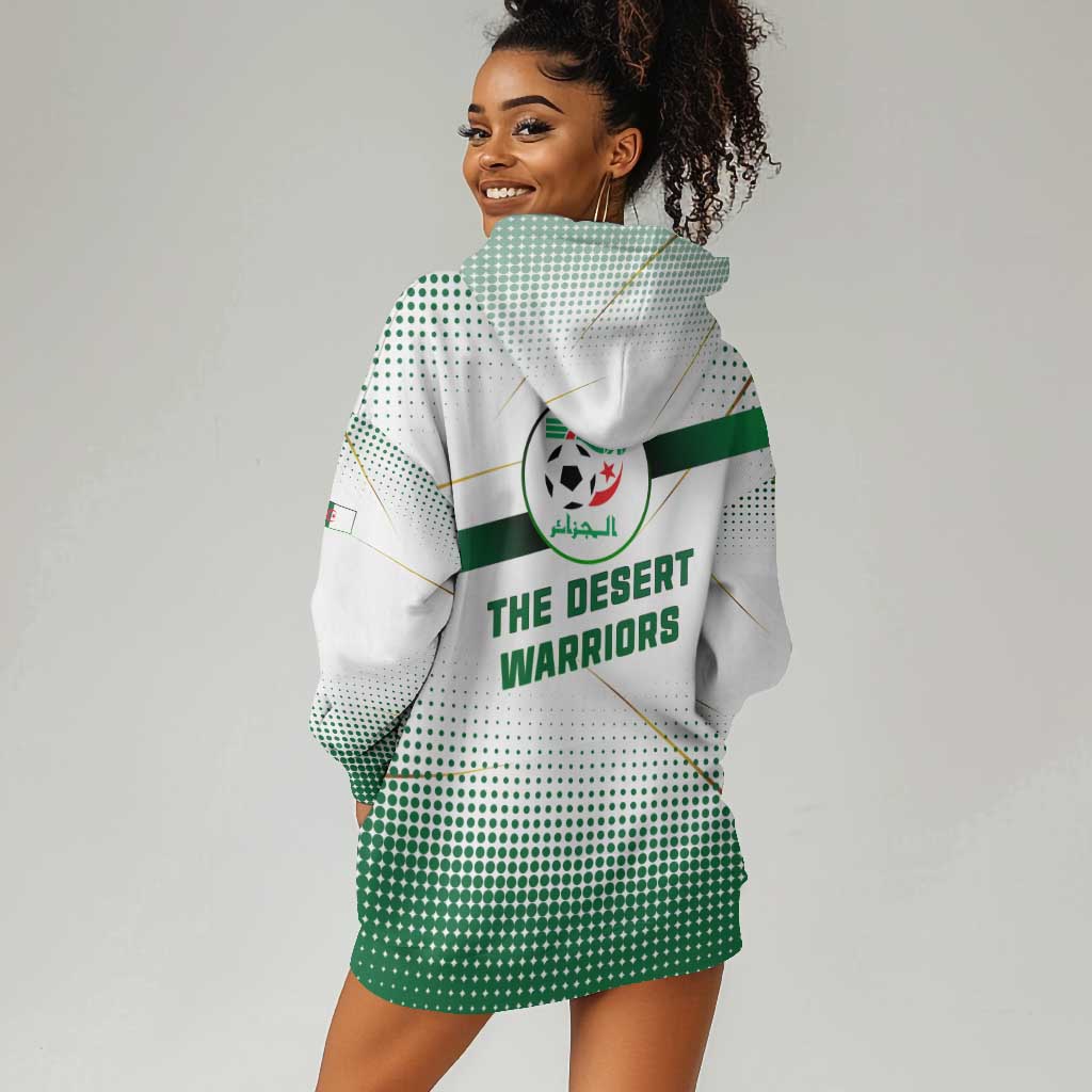 Algeria Soccer Hoodie Dress with Desert Warriors Text and National Flag Design TS04
