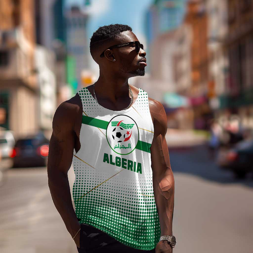 Algeria Soccer Men Tank Top with Desert Warriors Text and National Flag Design TS04
