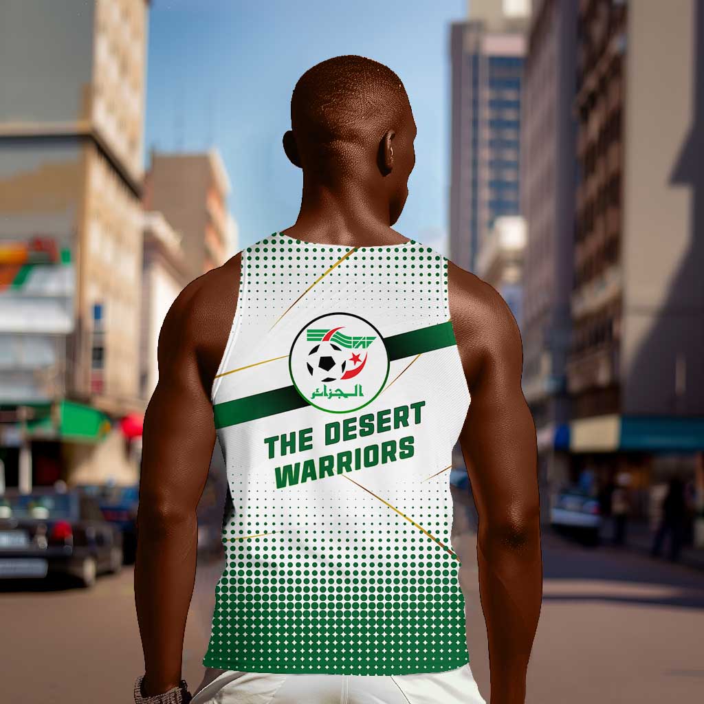 Algeria Soccer Men Tank Top with Desert Warriors Text and National Flag Design TS04