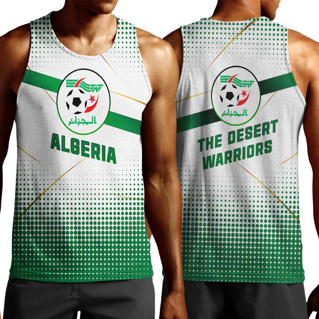 Algeria Soccer Men Tank Top with Desert Warriors Text and National Flag Design TS04