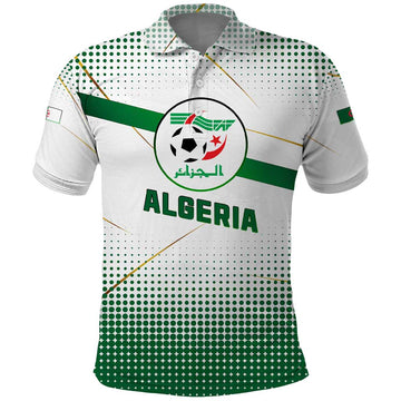 Algeria Soccer Polo Shirt with Desert Warriors Text and National Flag Design TS04