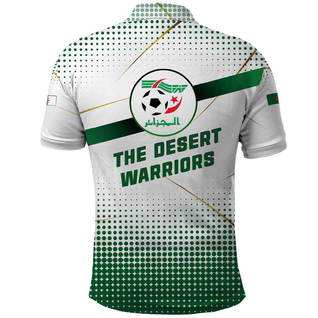 Algeria Soccer Polo Shirt with Desert Warriors Text and National Flag Design TS04