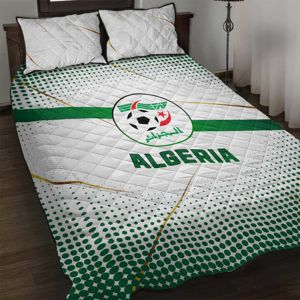 Algeria Soccer Quilt Bed Set with Desert Warriors Text and National Flag Design TS04