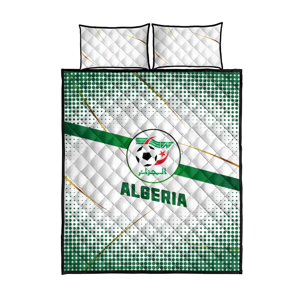 Algeria Soccer Quilt Bed Set with Desert Warriors Text and National Flag Design TS04