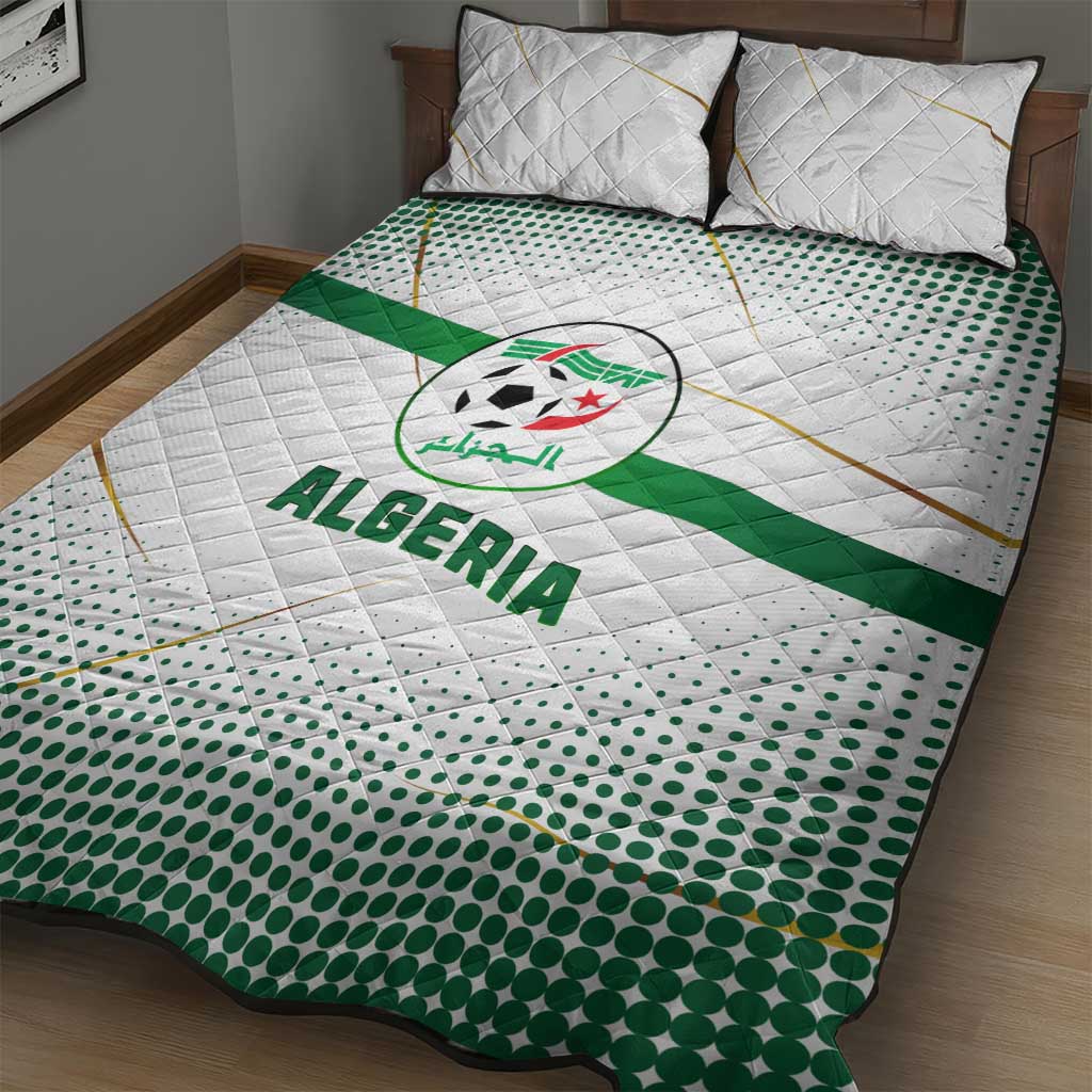 Algeria Soccer Quilt Bed Set with Desert Warriors Text and National Flag Design TS04