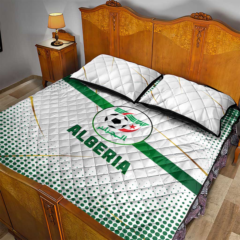 Algeria Soccer Quilt Bed Set with Desert Warriors Text and National Flag Design TS04