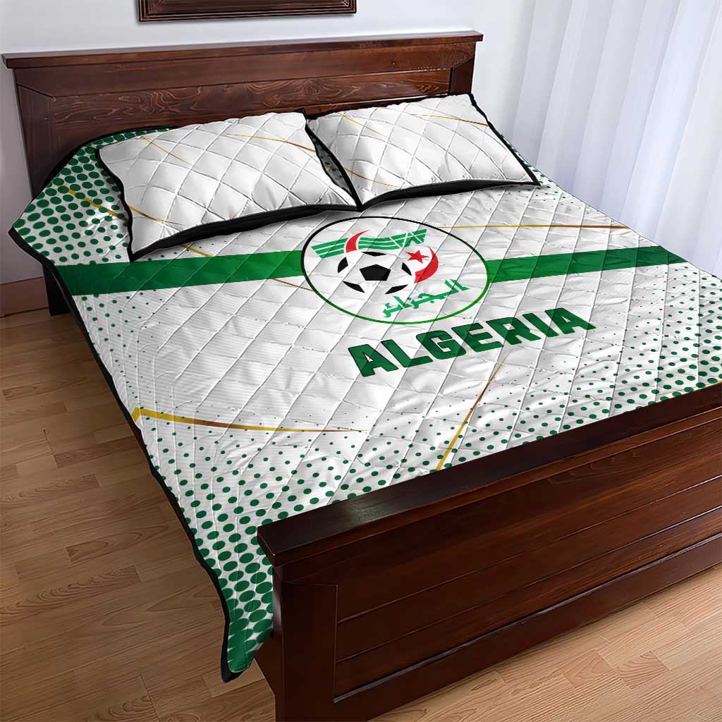 Algeria Soccer Quilt Bed Set with Desert Warriors Text and National Flag Design TS04