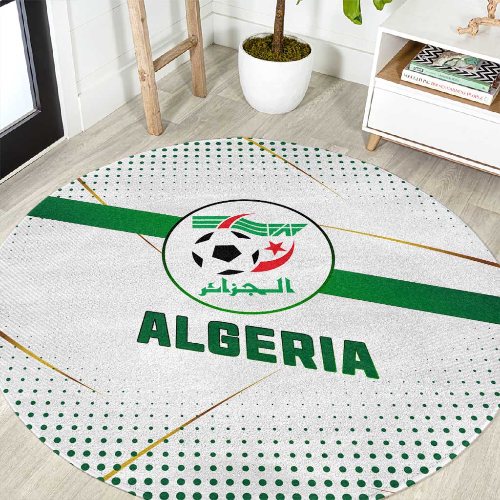 Algeria Soccer Round Carpet with Desert Warriors Text and National Flag Design TS04