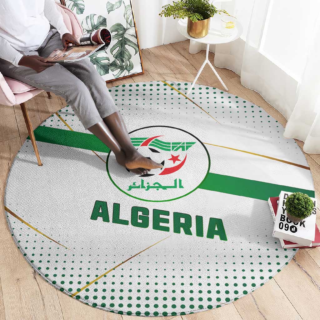 Algeria Soccer Round Carpet with Desert Warriors Text and National Flag Design TS04
