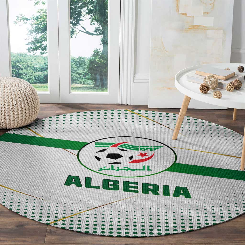 Algeria Soccer Round Carpet with Desert Warriors Text and National Flag Design TS04