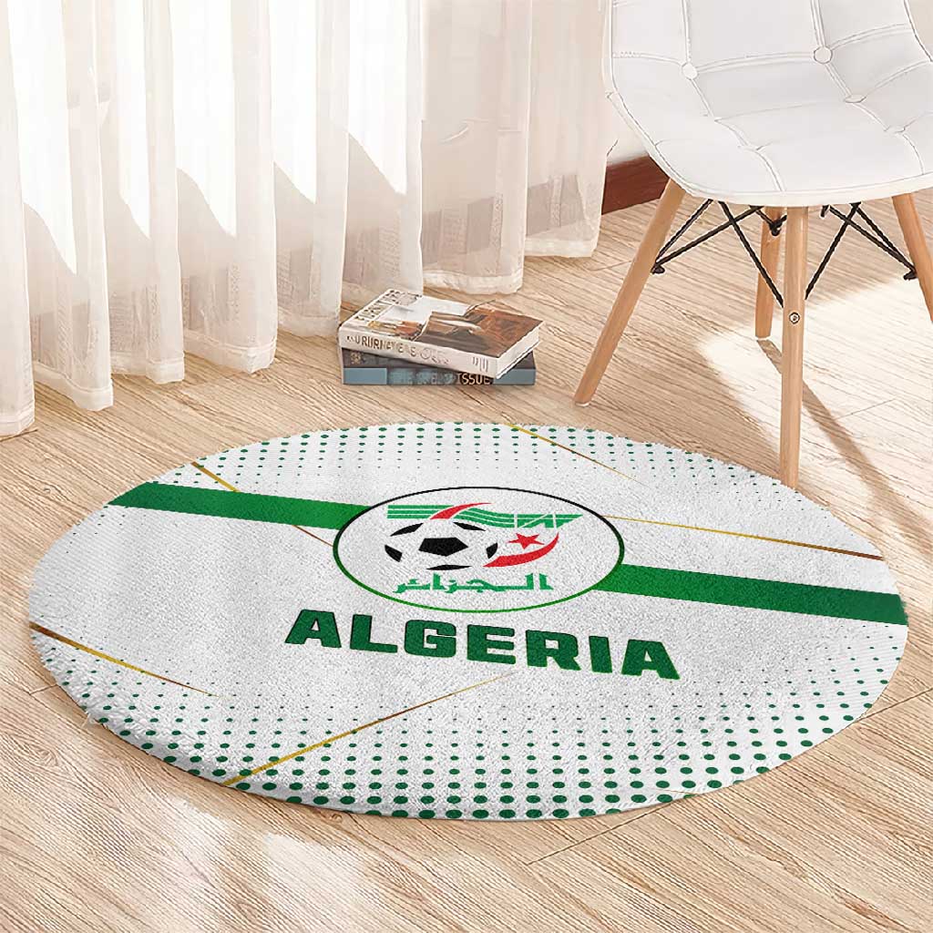 Algeria Soccer Round Carpet with Desert Warriors Text and National Flag Design TS04
