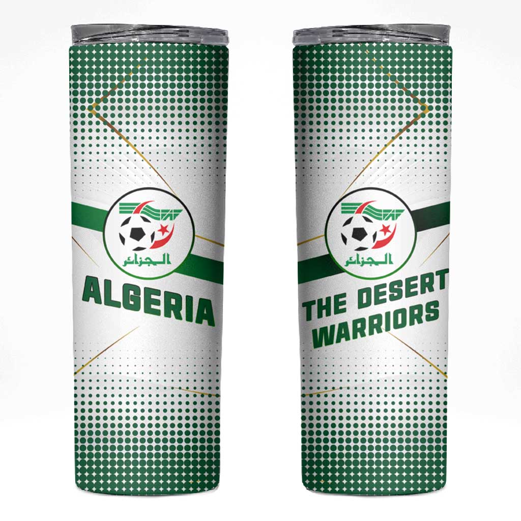Algeria Soccer Skinny Tumbler with Desert Warriors Text and National Flag Design TS04