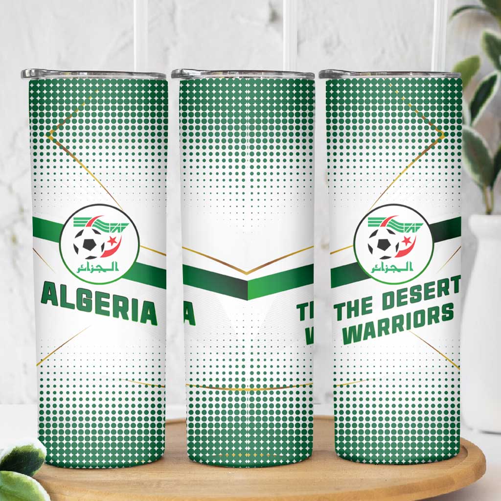 Algeria Soccer Skinny Tumbler with Desert Warriors Text and National Flag Design TS04