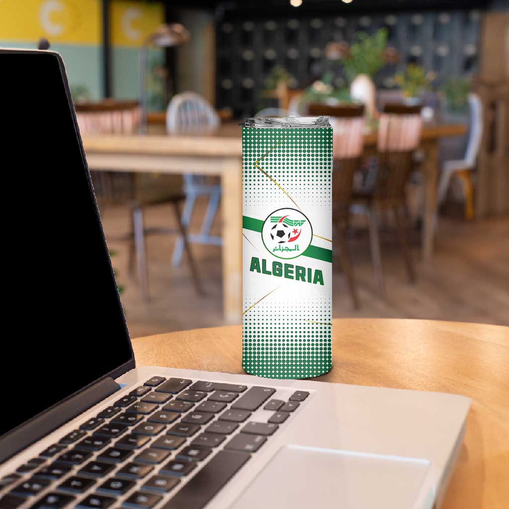 Algeria Soccer Skinny Tumbler with Desert Warriors Text and National Flag Design TS04