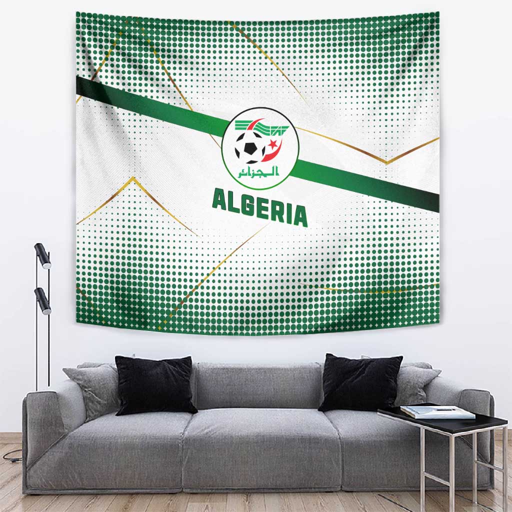 Algeria Soccer Tapestry with Desert Warriors Text and National Flag Design TS04