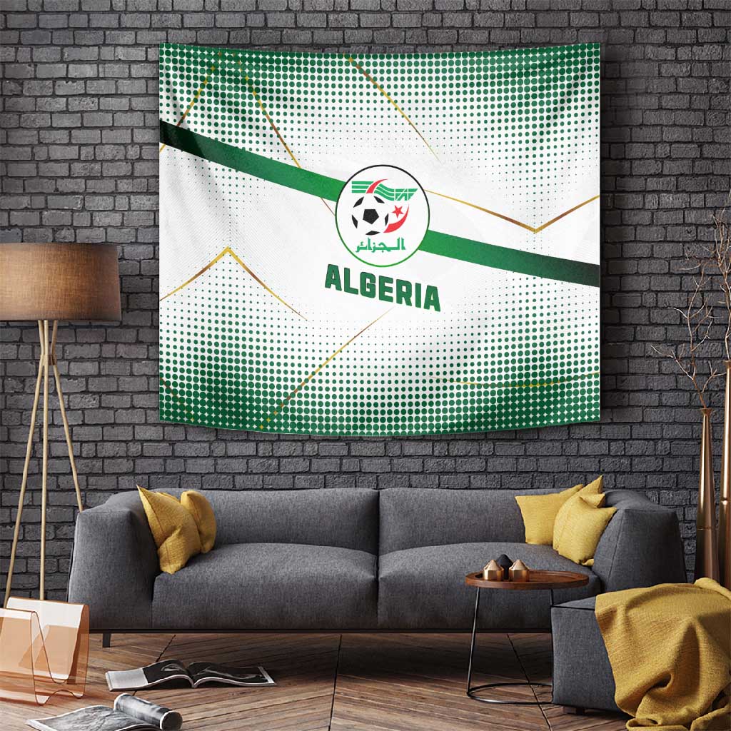 Algeria Soccer Tapestry with Desert Warriors Text and National Flag Design TS04