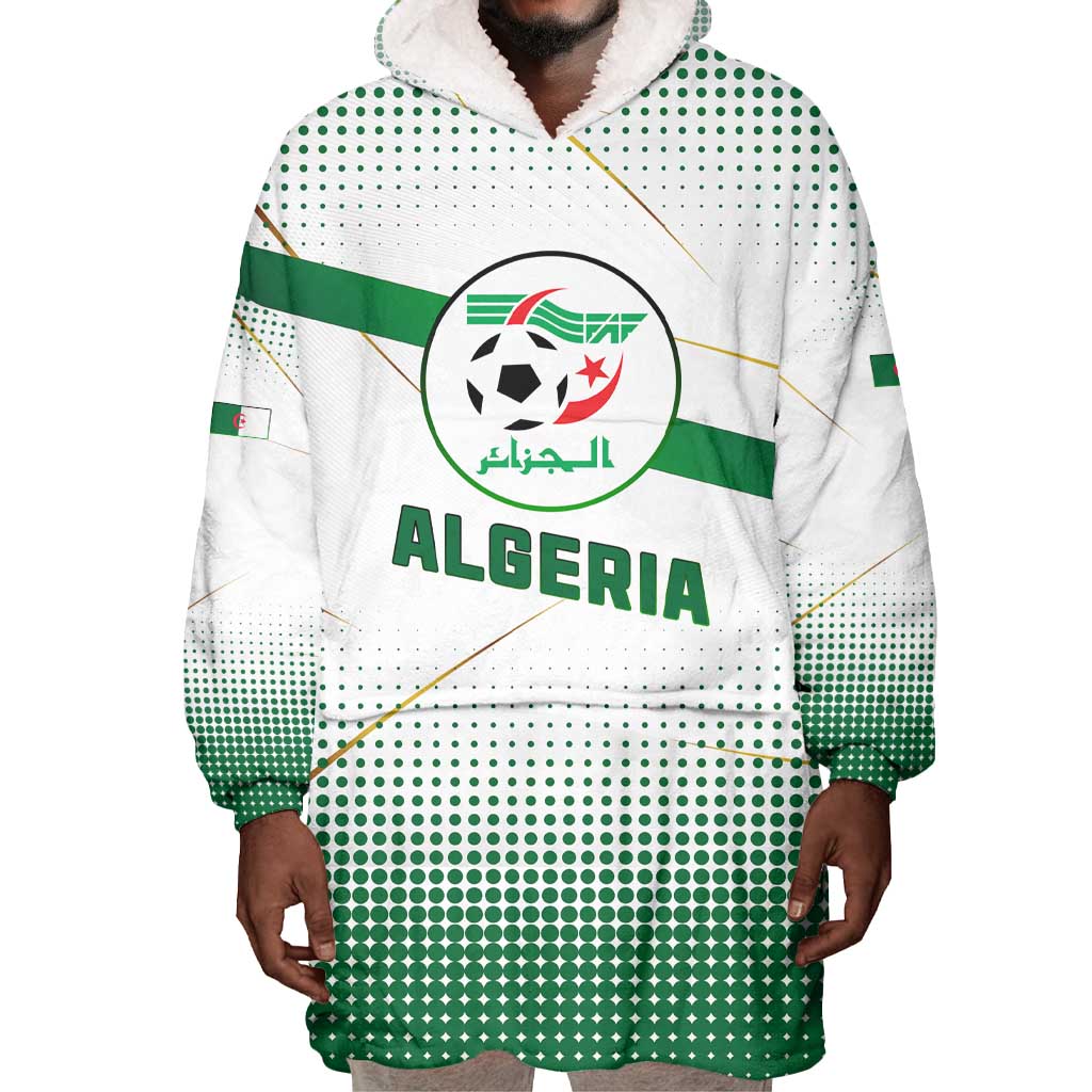 Algeria Soccer Wearable Blanket Hoodie with Desert Warriors Text and National Flag Design TS04